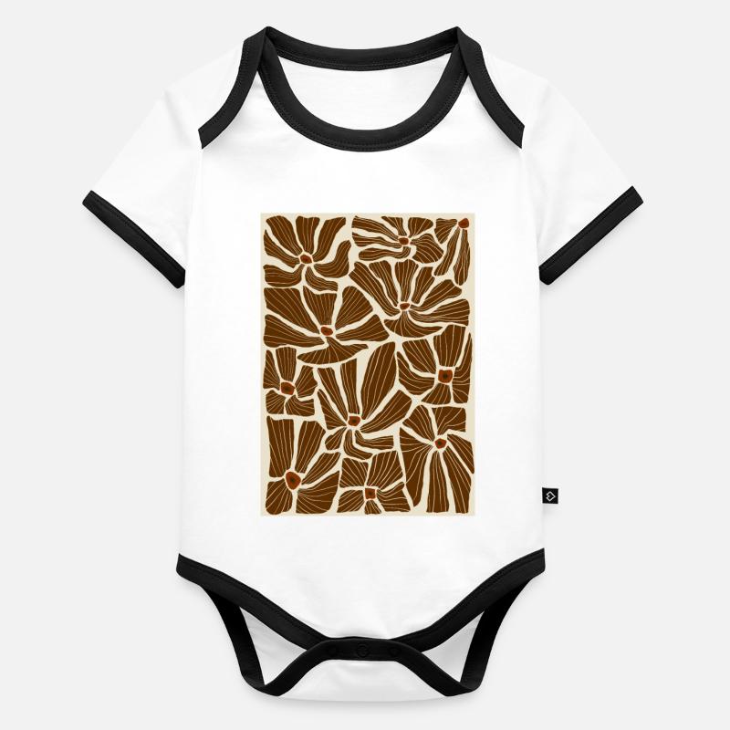 Motif de fleurs Body Bébé bio contrasté manches courtes