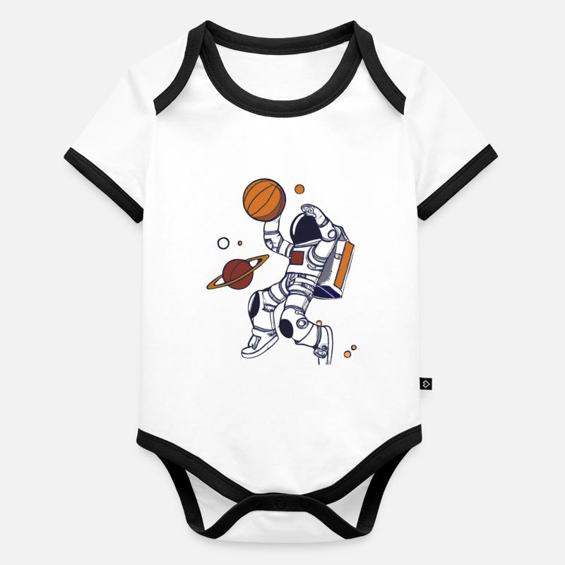 Astronaute Dunk Planète Body Bébé bio contrasté manches courtes