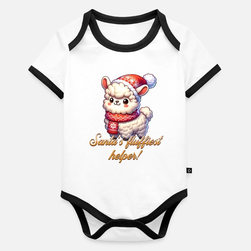 L’alpaga - le petit assistant du Père Noël ! Body Bébé bio contrasté manches courtes