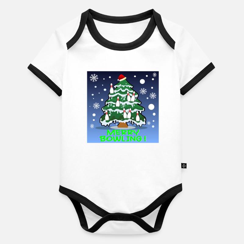 CHRISTMAS TREE BOWLING Organic Baby Contrasting Bodysuit