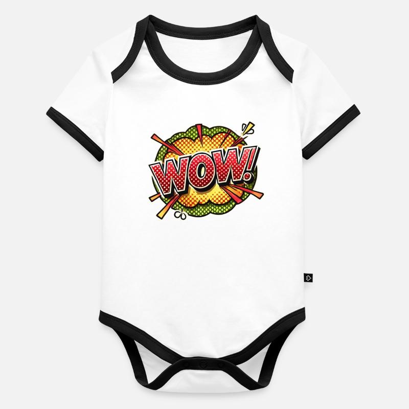 Pop Art Explosion Wow Design Body Bébé bio contrasté manches courtes