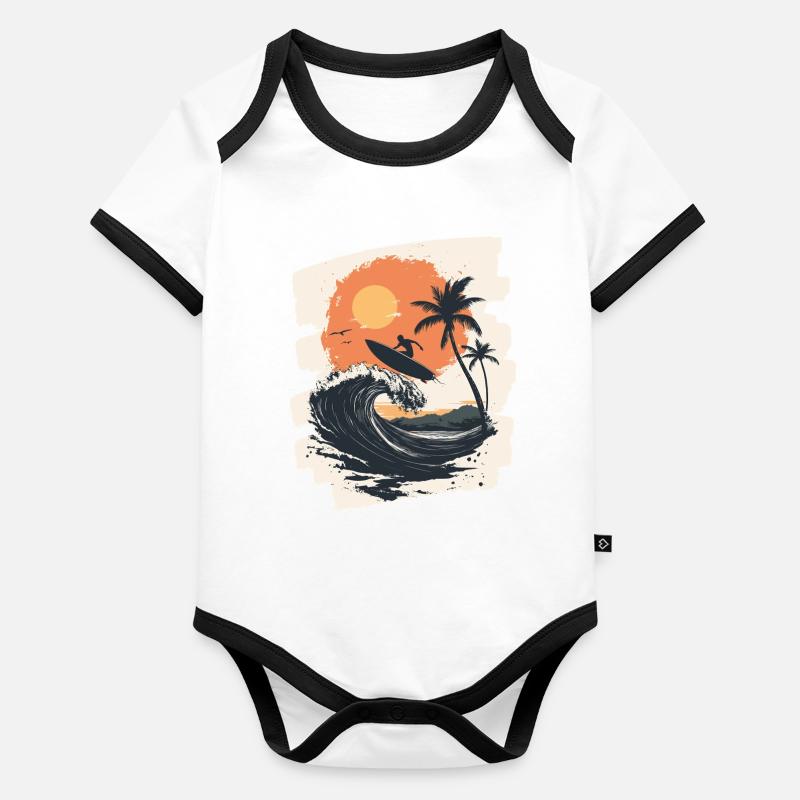 Surfeur Body Bébé bio contrasté manches courtes