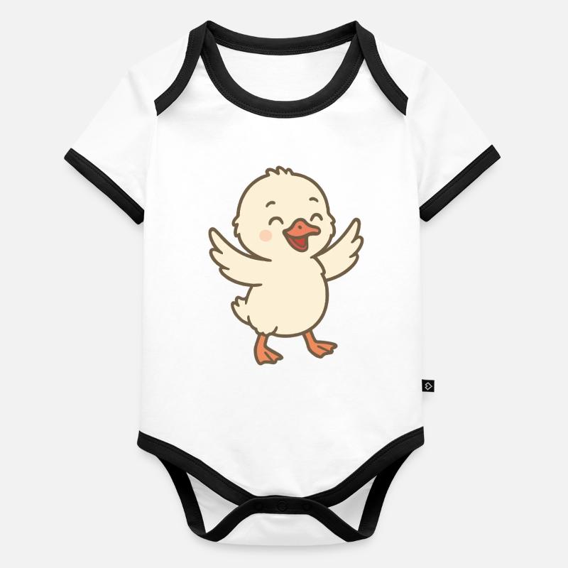 Poussin cygne rieur Body Bébé bio contrasté manches courtes
