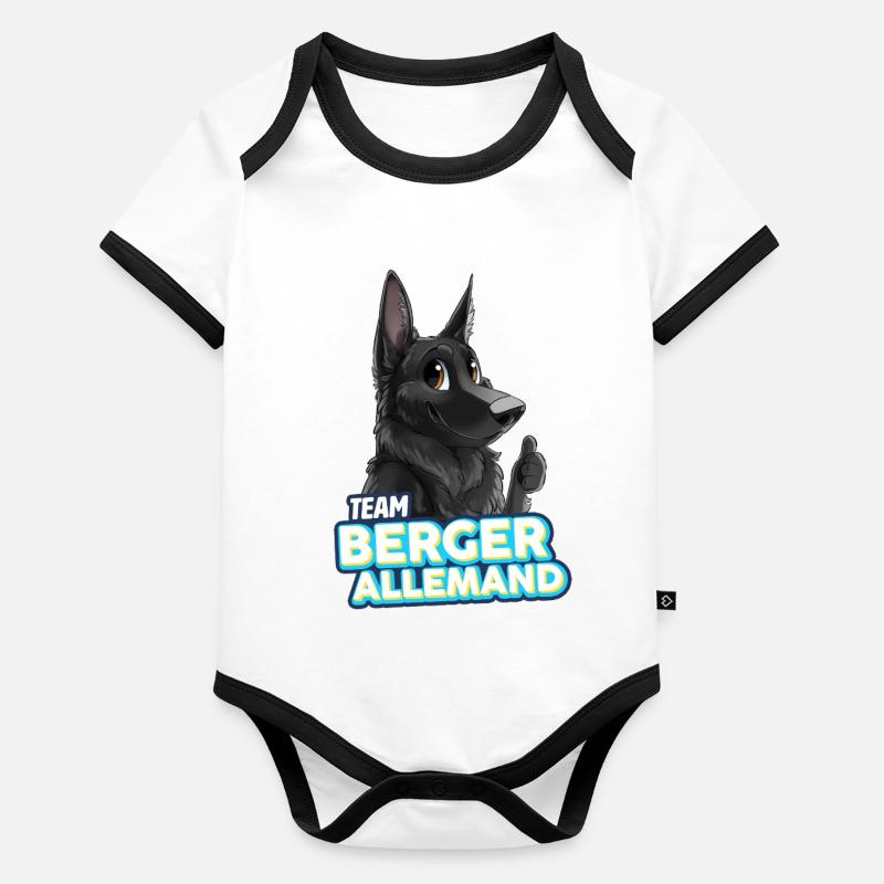 TEAM Berger Allemand - Noir Body Bébé bio contrasté manches courtes