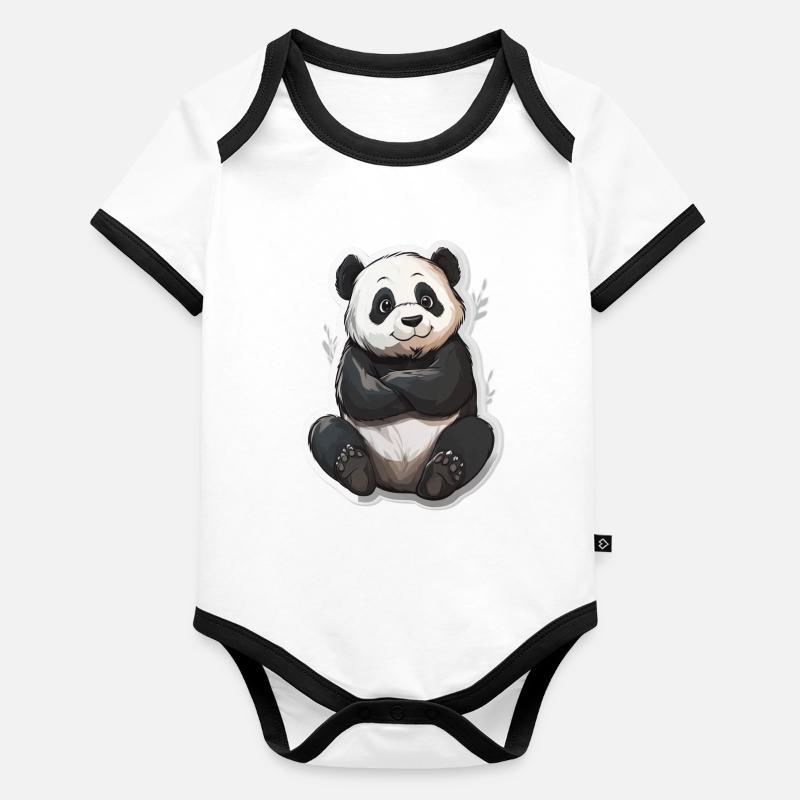 Süsser Pandabär Baby Bio-Kurzarm-Kontrastbody