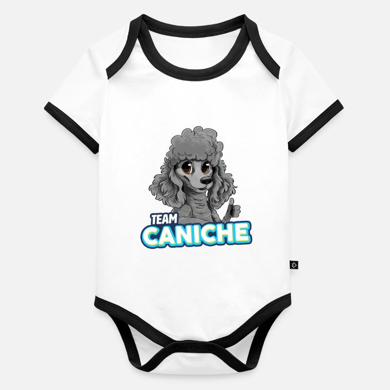 Caniche - Gris Body Bébé bio contrasté manches courtes