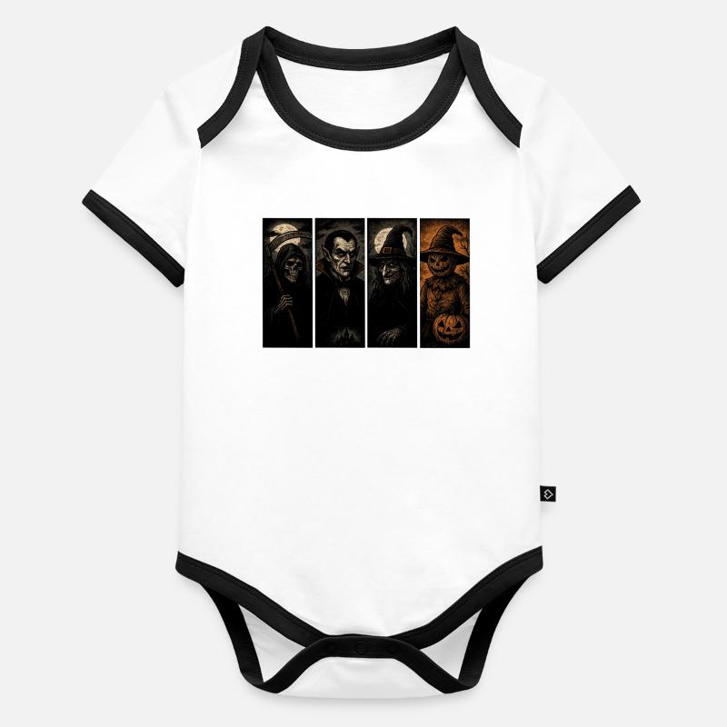 Grim Reaper Sorcière Vampire Épouvantail Body Bébé bio contrasté manches courtes