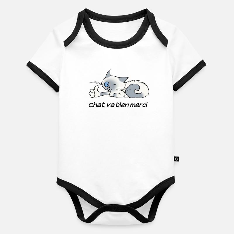 Chat va bien Body Bébé bio contrasté manches courtes