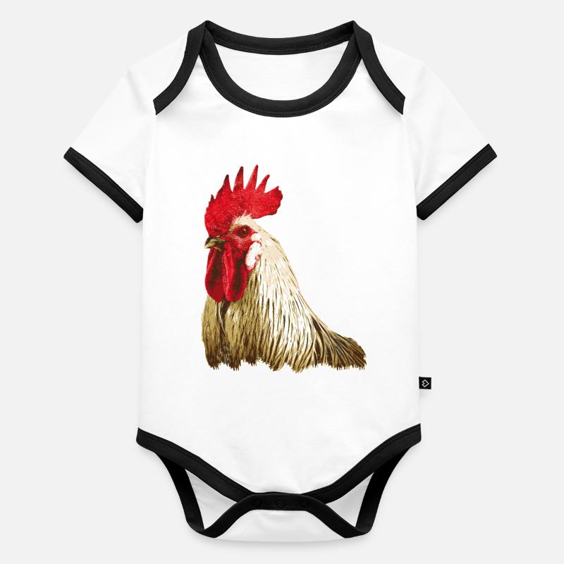 Figurine de coq Body Bébé bio contrasté manches courtes