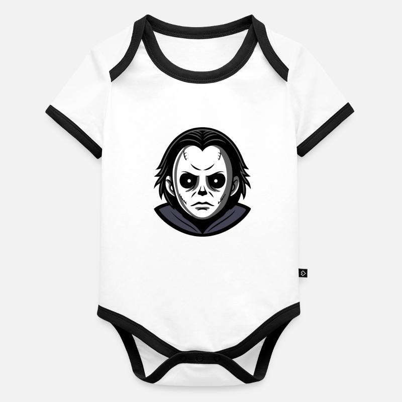 Böse Halloween-Maske monochromer Kapuzenpullover Baby Bio-Kurzarm-Kontrastbody