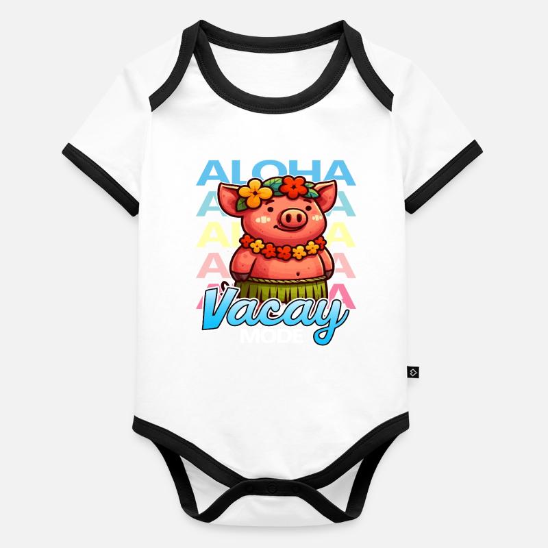 Aloha Vacay Pig Body Bébé bio contrasté manches courtes