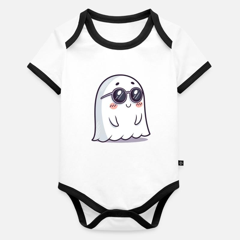 Fantôme Chic Lunettes Noires Dessin Animé Body Bébé bio contrasté manches courtes
