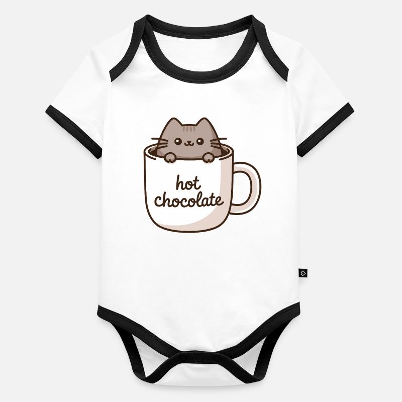 Chats dans une tasse – Breloque chocolat chaud Body Bébé bio contrasté manches courtes