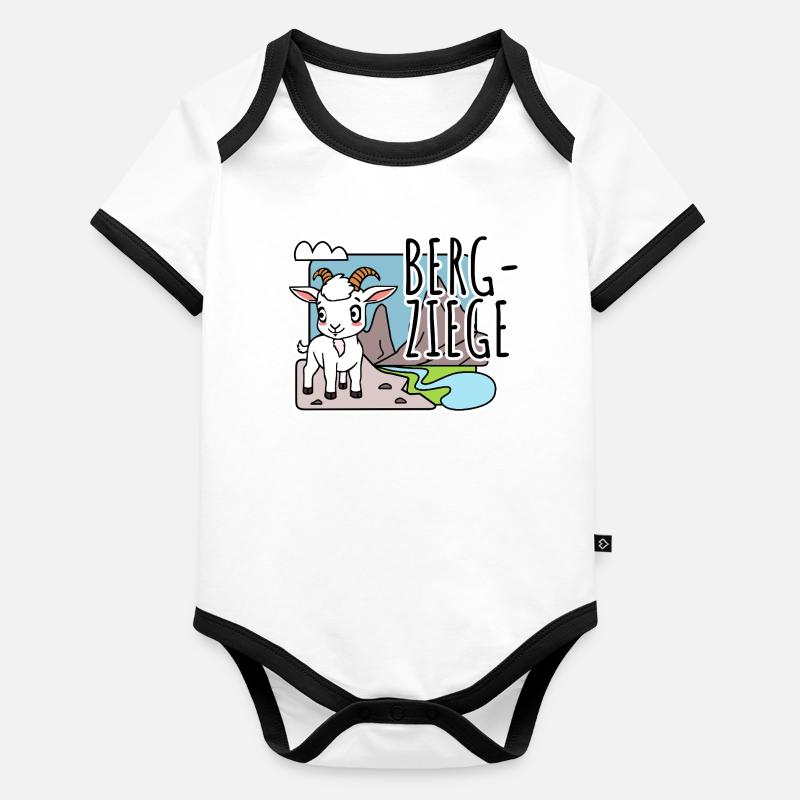Lustige comic Bergziege wandert durch die Alpen! Baby Bio-Kurzarm-Kontrastbody