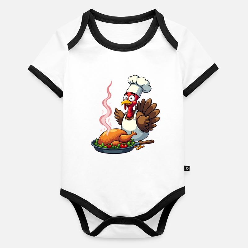Cuisinier de dinde de Thanksgiving Body Bébé bio contrasté manches courtes