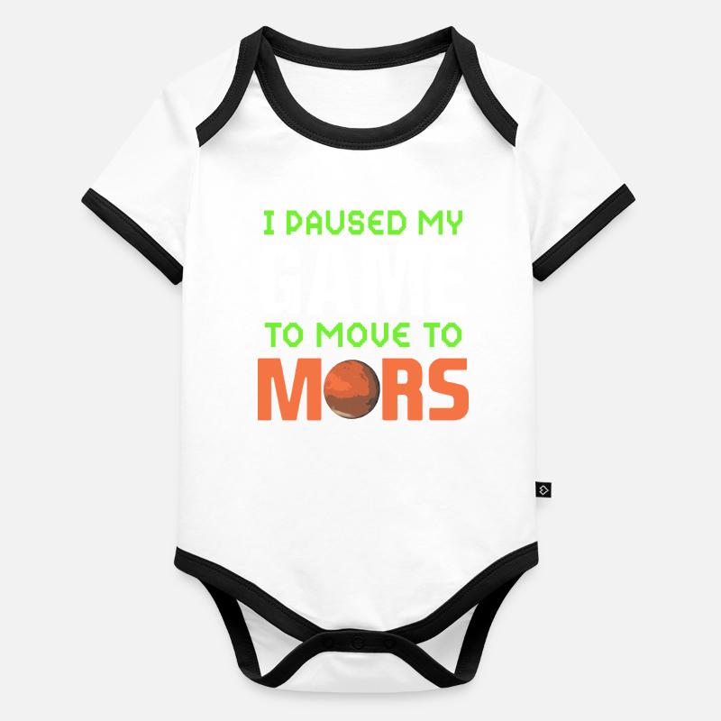 Mars planète espace fusée vintage Body Bébé bio contrasté manches courtes