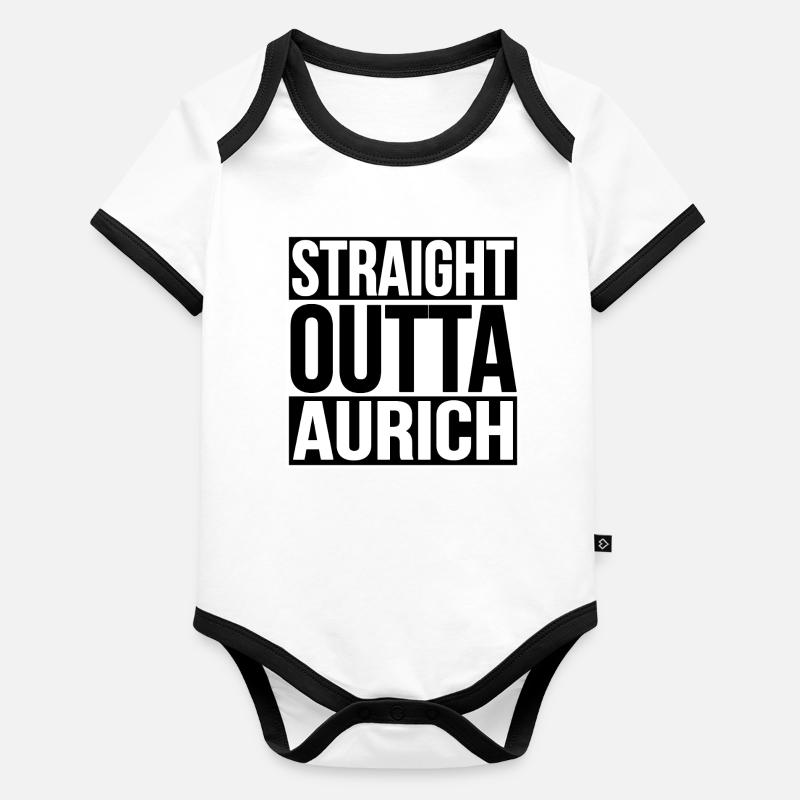 Straight Outta Aurich Baby Bio-Kurzarm-Kontrastbody