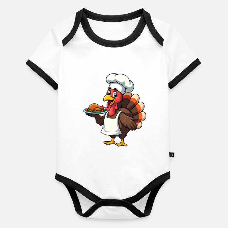 Cuisinier de dinde de Thanksgiving Thanksgiving Body Bébé bio contrasté manches courtes
