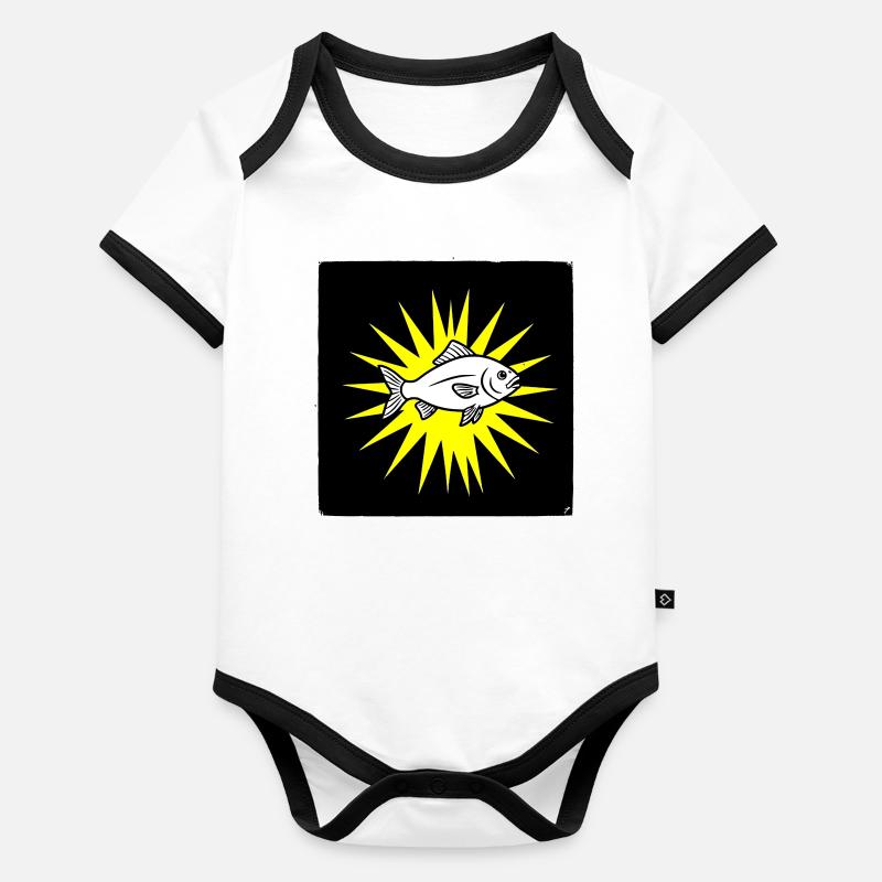 Cool fish in punk rock & pop art style Organic Baby Contrasting Bodysuit