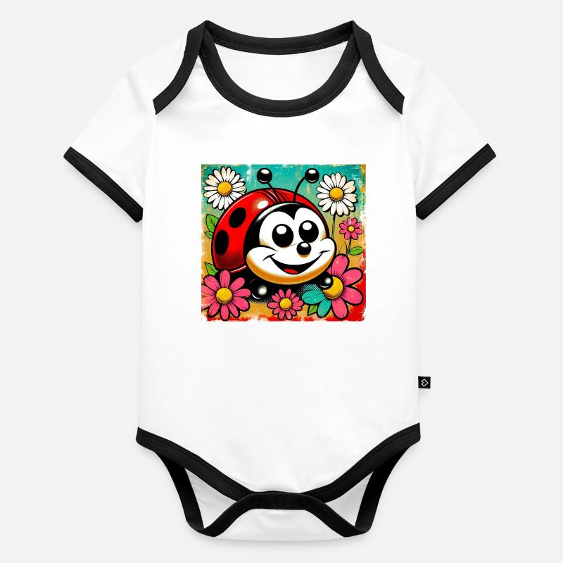 coccinelle Body Bébé bio contrasté manches courtes