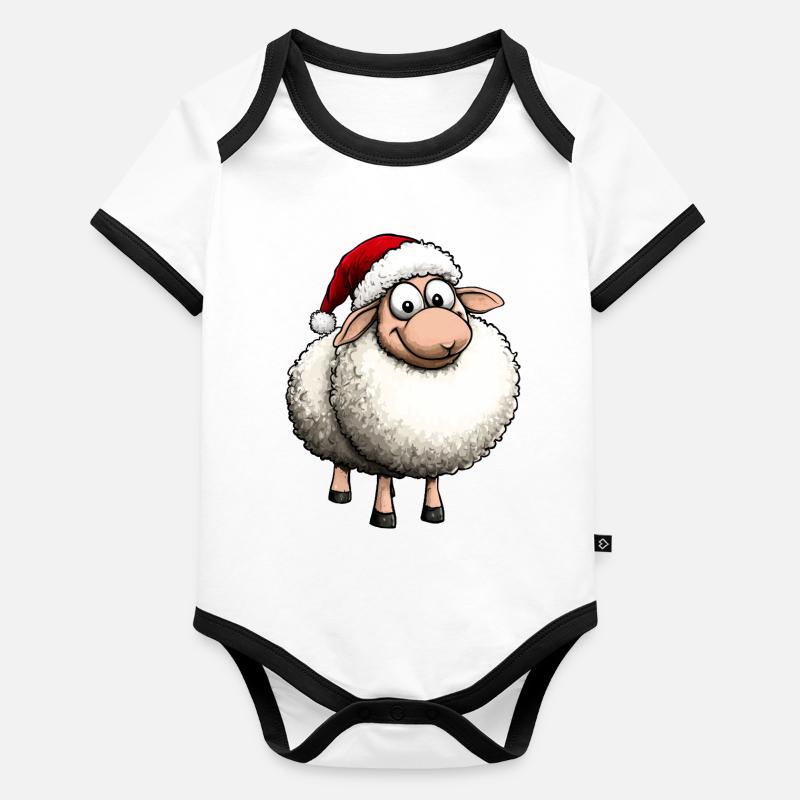 Schafe Weihnachten Baby Bio-Kurzarm-Kontrastbody