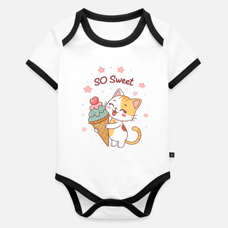 Chat gourmand au cornet So Sweet Body Bébé bio contrasté manches courtes