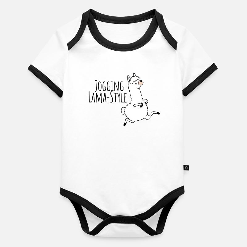 Jogging - style lama ! Idiot mais rapide ! Body Bébé bio contrasté manches courtes