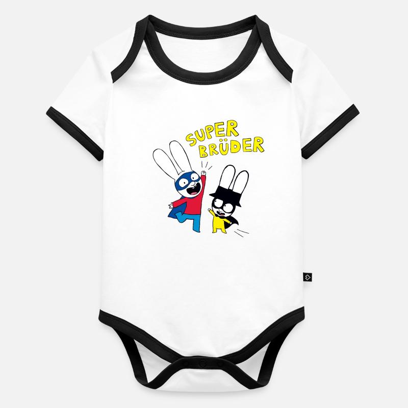 Simon Super Bunny Super Frères - Body Bébé bio contrasté manches courtes - undefined