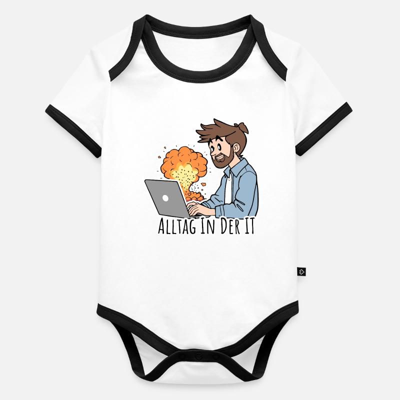 Alltag in der IT - Der Computer raucht Baby Bio-Kurzarm-Kontrastbody