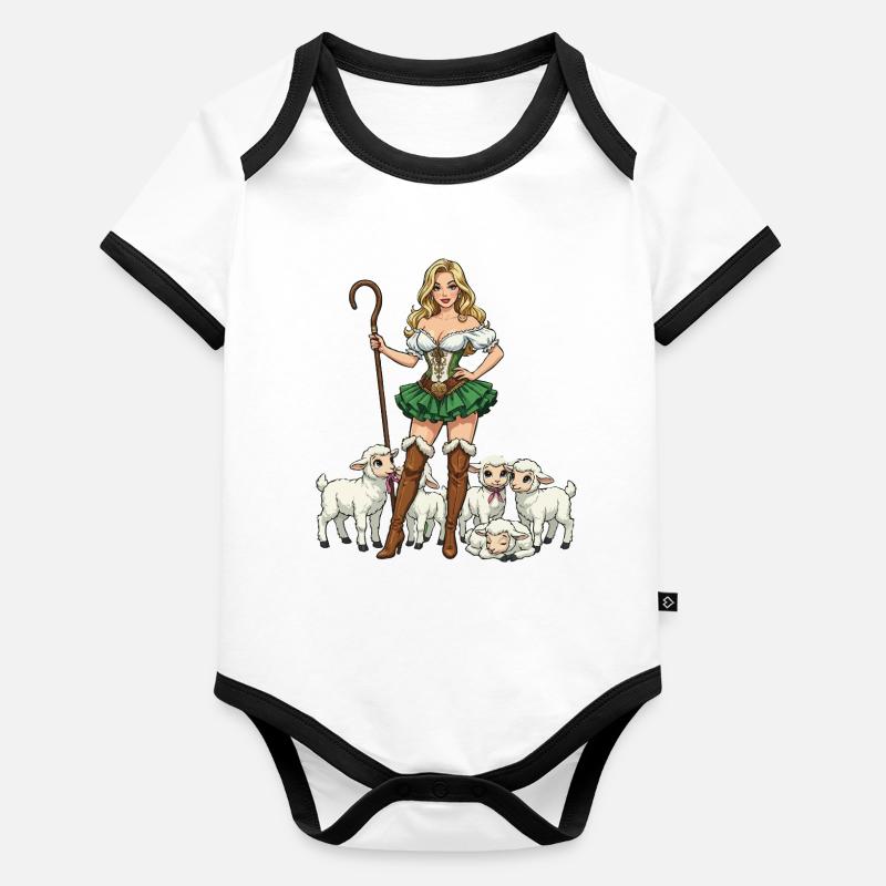 Dirndl Shepherdess and Lambs Organic Baby Contrasting Bodysuit