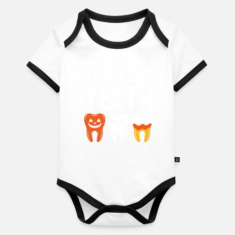 T-shirt Halloween Trick or Teeth Body Bébé bio contrasté manches courtes
