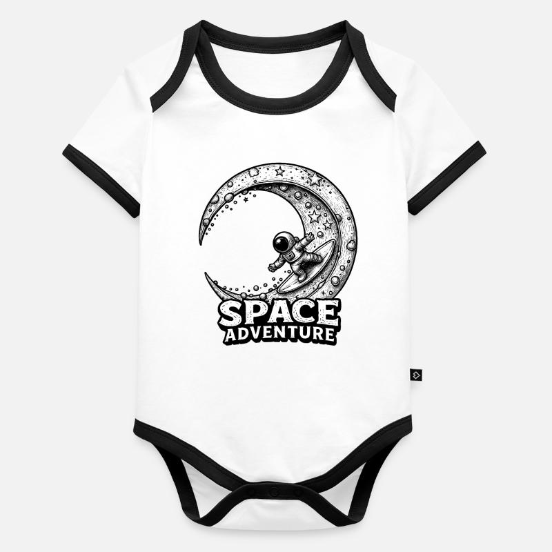 Cosmic Surf – Attraction d’aventure spatiale Body Bébé bio contrasté manches courtes