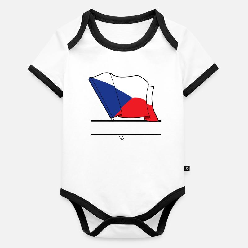 CZECH REPUBLIC – Personalised Flag Organic Baby Contrasting Bodysuit