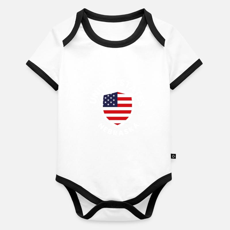 Nebraska Flag Shield Patch Organic Baby Contrasting Bodysuit