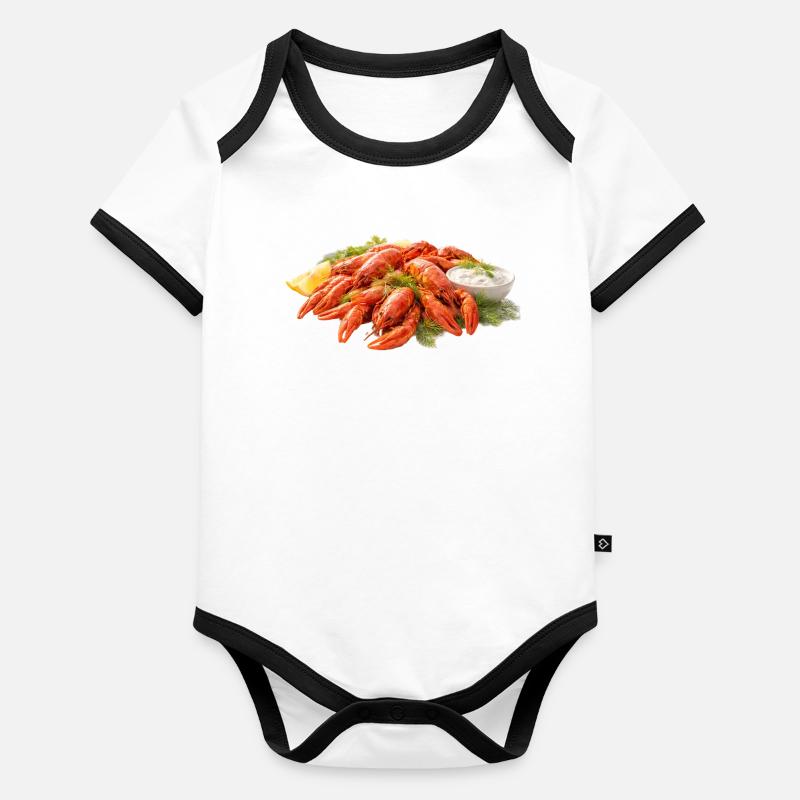 Écrevisses Body Bébé bio contrasté manches courtes