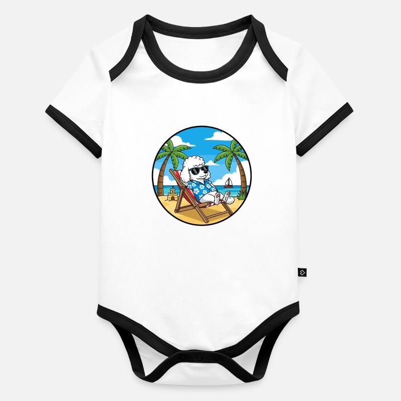 Cool Poodle Beach Vacation Summer Vibes Organic Baby Contrasting Bodysuit