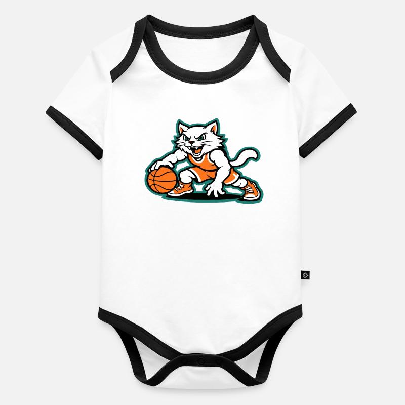 Basket-ball Cat Dunk Body Bébé bio contrasté manches courtes