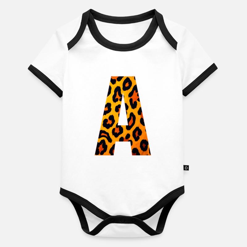 Leopard A-Letter Print Organic Baby Contrasting Bodysuit