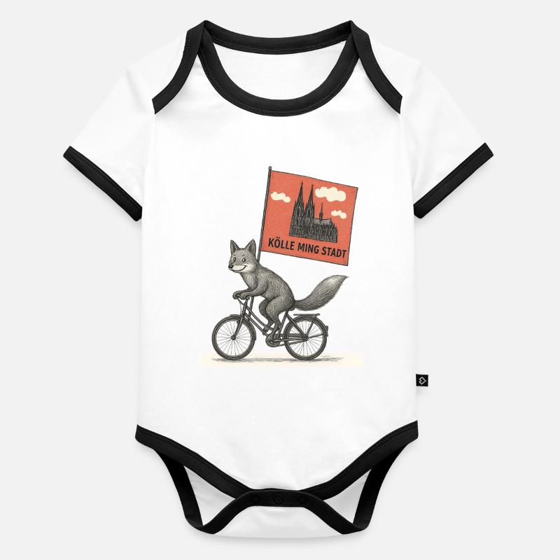 Cologne Fox on Bicycle Organic Baby Contrasting Bodysuit