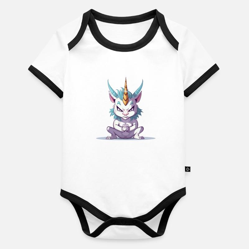 WütendesEinhorn Baby Bio-Kurzarm-Kontrastbody