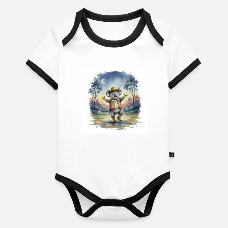 Mehni le cow-boy Koala Body Bébé bio contrasté manches courtes
