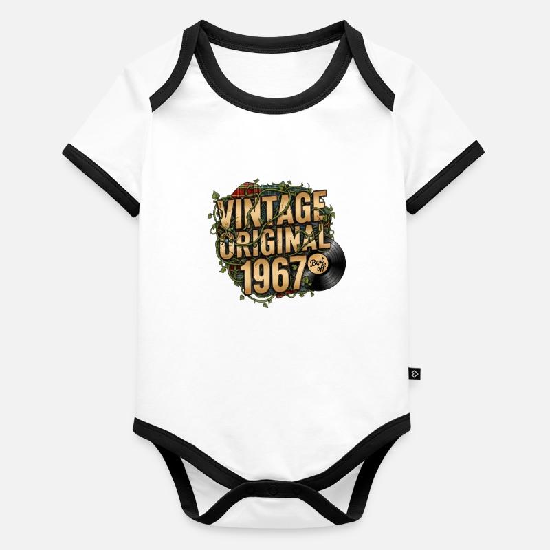 Vintage Original 1967 Baby Bio-Kurzarm-Kontrastbody
