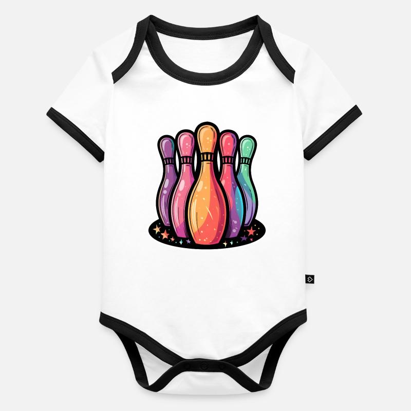 Quilles de bowling drôles Body Bébé bio contrasté manches courtes