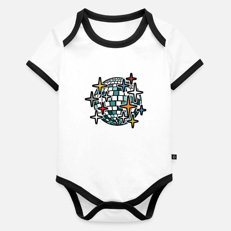 Mirrorball coloré Body Bébé bio contrasté manches courtes
