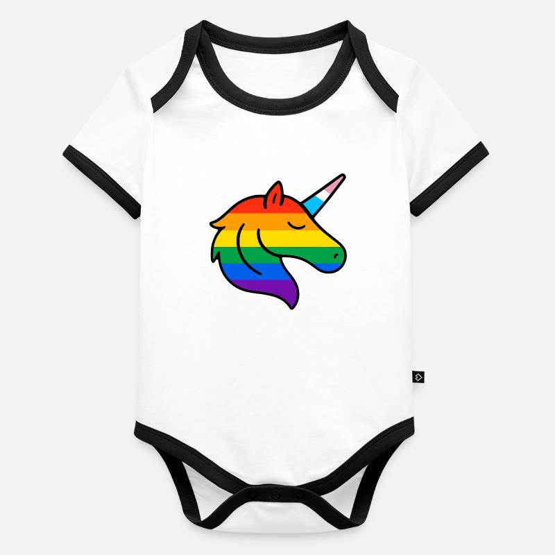 Einhorn-Logo Baby Bio-Kurzarm-Kontrastbody