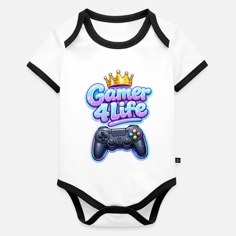 Graphismes de Gamer 4 Life Crown Body Bébé bio contrasté manches courtes