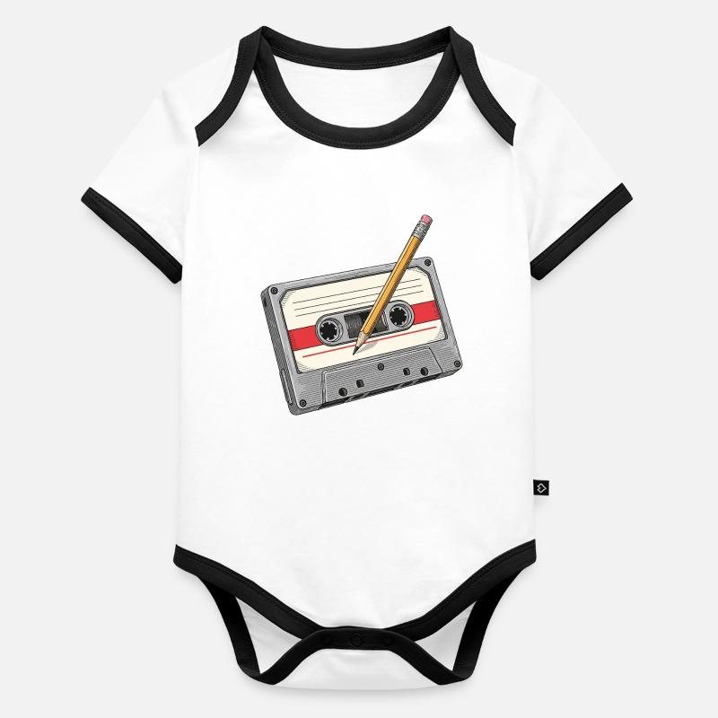 Cassette analogique avec crayon Body Bébé bio contrasté manches courtes