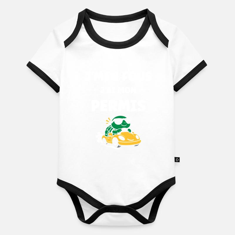 Führerschein-Humor Baby Bio-Kurzarm-Kontrastbody