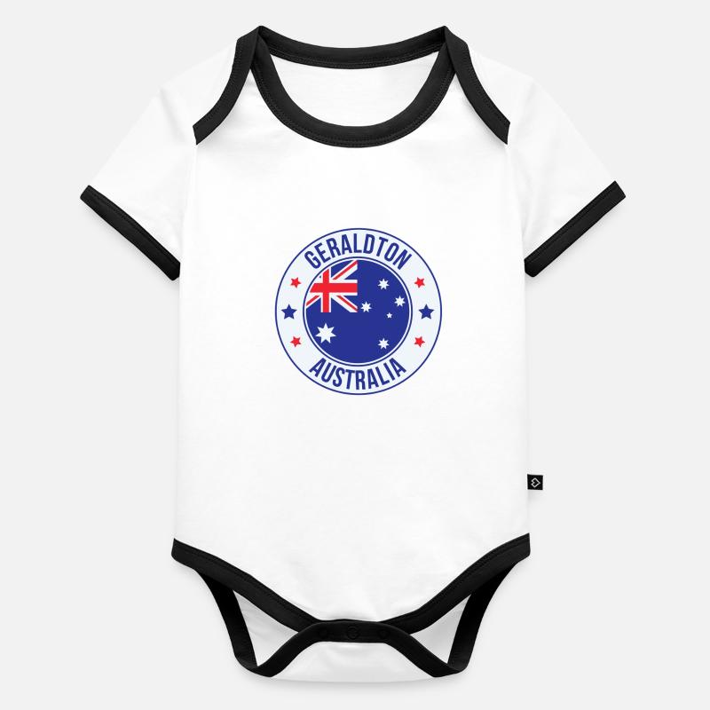 Geraldton-Australien-Abzeichen Baby Bio-Kurzarm-Kontrastbody