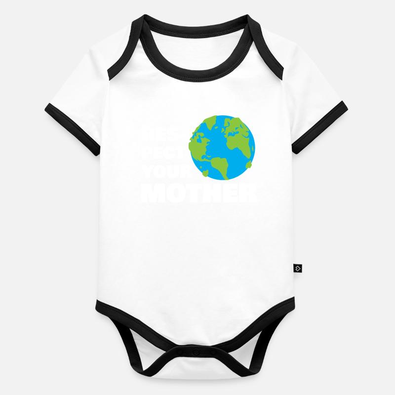 Respect Your Mother Earth Typographie Design Body Bébé bio contrasté manches courtes
